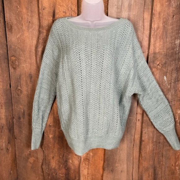 Nicole Miller Mint Green Knit Oversized Sweater - Size X-Small - Picture 2 of 12